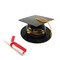 24 Count Graduation Cap Cake Topper with Diploma Plastic Paper Party Decoration Black 3.5 Inch